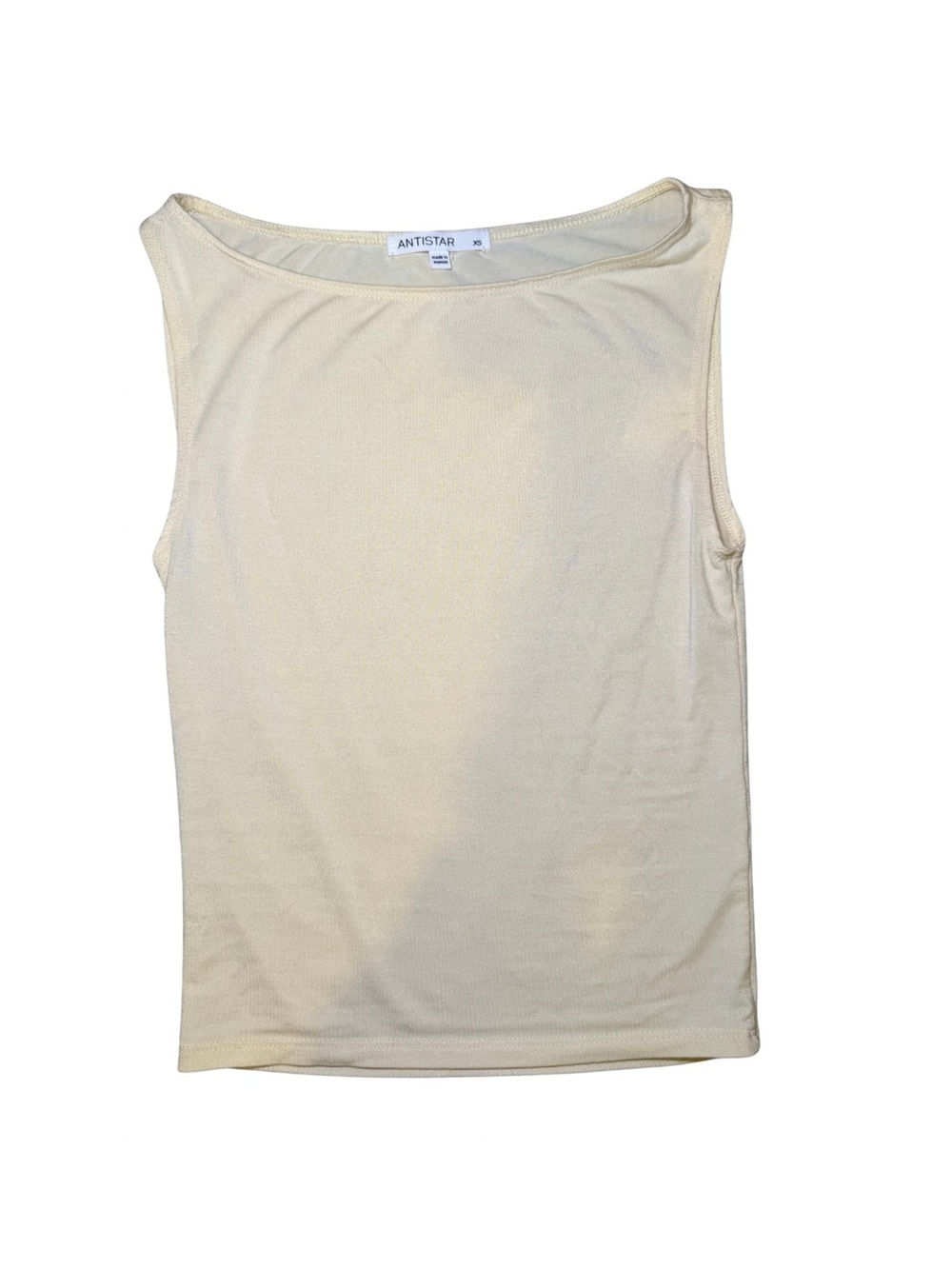 Women's Cream Ribbed Sleeveless Tank Top
